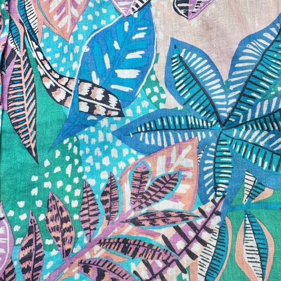 Cynthia Rowley | Women | 100% Linen Tropical Cap Sleeve Button Up Shirt | Small - Picture 9 of 10